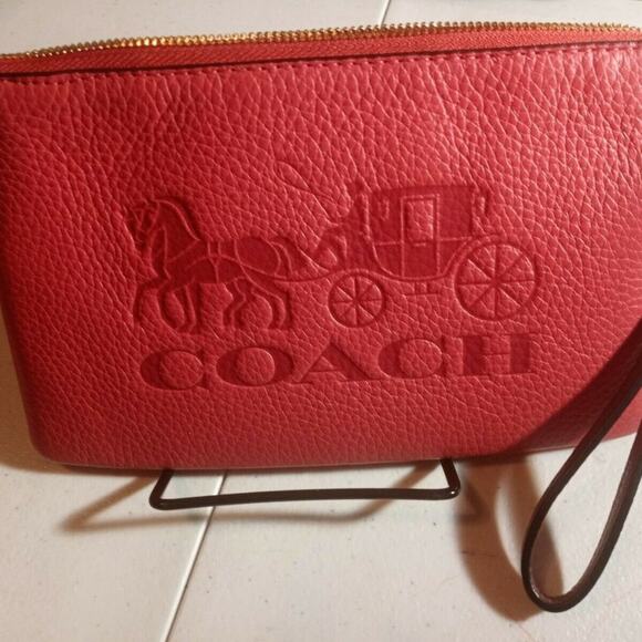 COACH Bag Poppy Vintage Mauve Zip Wristlet Horse C - Picture 7 of 7